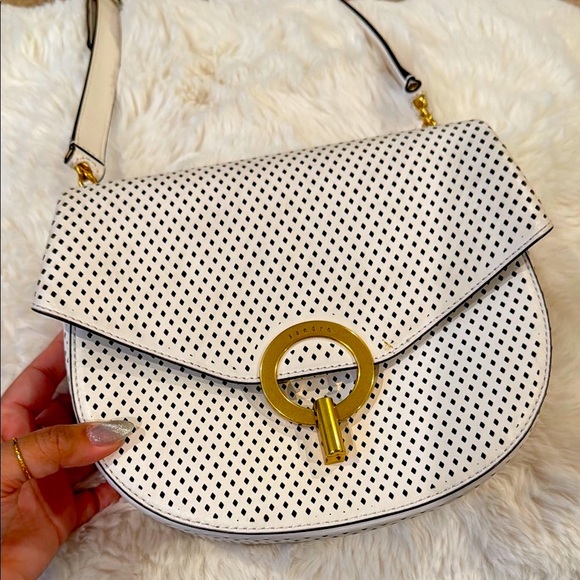 Sandro Chic Cream/White Perforated Crossbody Bag - Picture 2 of 14